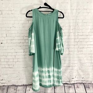SZ M She + Sky Green Tiedye Cold Shoulder Shift